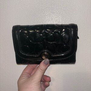 Black Coach Embossed Leather Wallet